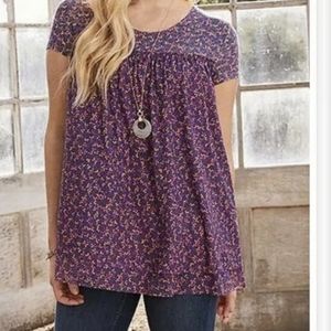 Matilda  Jane Walking on Cloud Floral Top Women's XXL Brillant Daydream